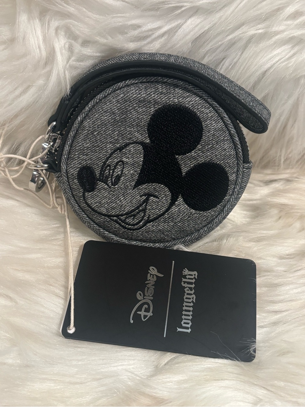 Loungefly Disney Mickey Mouse Gray Denim Coin Purse NWT
